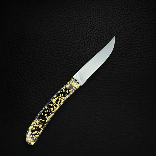 couteau pliant avec paillettes d'or
